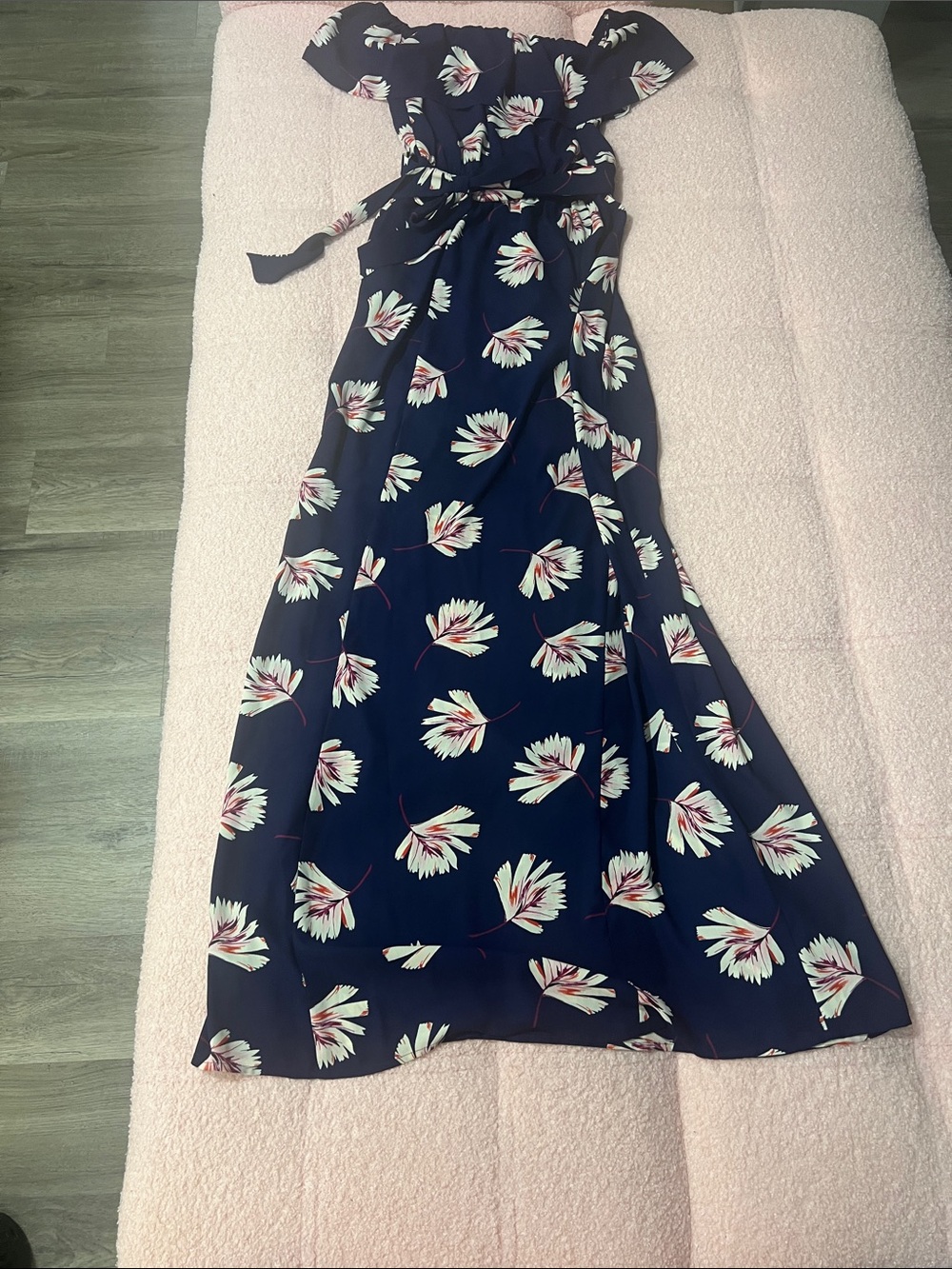 XXS Express Navy Floral Maxi Dress with Tie Waist